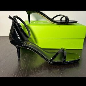 Sam Edelman Peonie Patent Leather Kitten Heel Sandals Shoes Black Womans 7.5